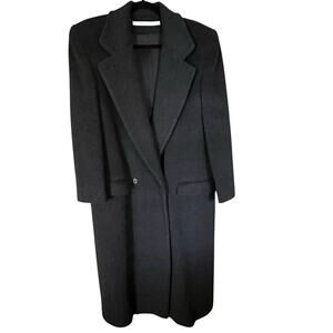 Vintage Perry Ellis Wool Over Coat Winter Dark Gray Size 14 Long USA Union Made